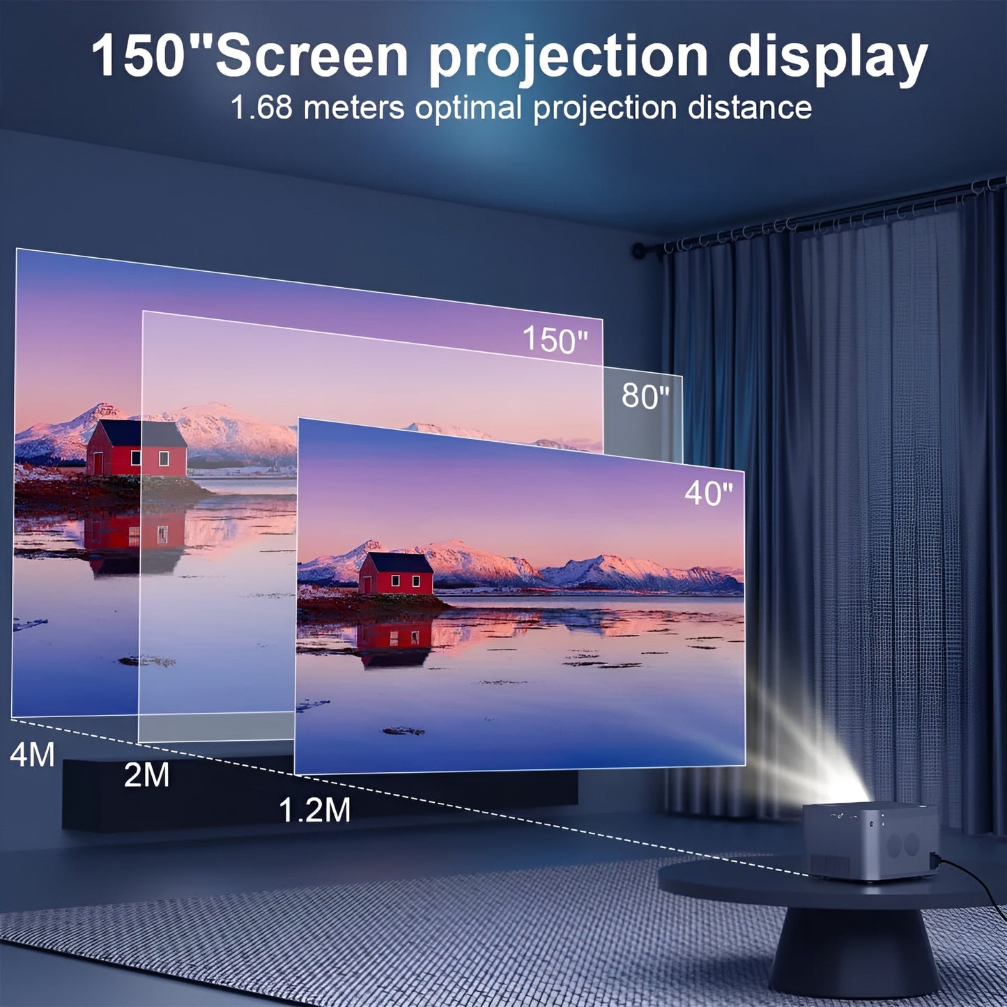 HY350 Projector 580ANSI Android11 4K 1920*1080P Dual Wifi6 Voice Control Allwinner H713 Electronic Focus BT5.0 Home Office Cinema Projector