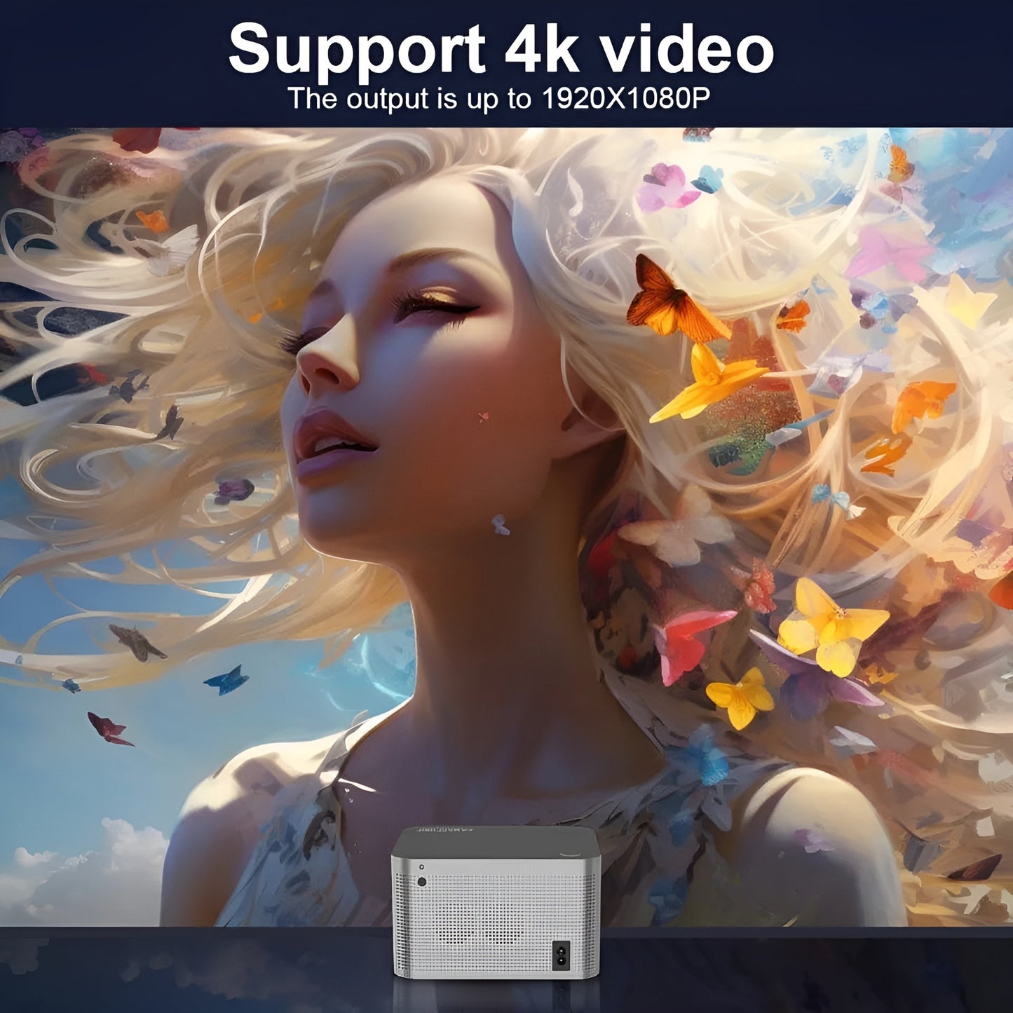 HY350 Projector 580ANSI Android11 4K 1920*1080P Dual Wifi6 Voice Control Allwinner H713 Electronic Focus BT5.0 Home Office Cinema Projector