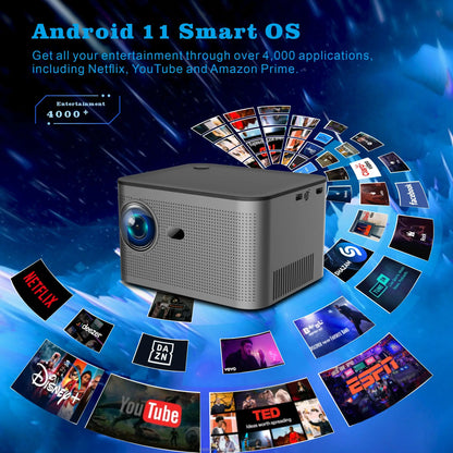 HY350 Projector 580ANSI Android11 4K 1920*1080P Dual Wifi6 Voice Control Allwinner H713 Electronic Focus BT5.0 Home Office Cinema Projector