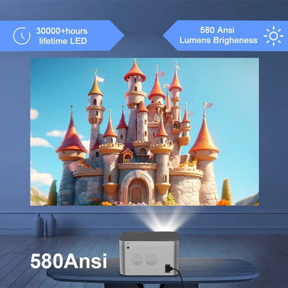 HY350 Projector 580ANSI Android11 4K 1920*1080P Dual Wifi6 Voice Control Allwinner H713 Electronic Focus BT5.0 Home Office Cinema Projector
